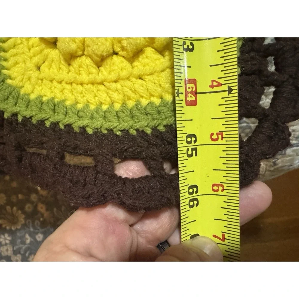 Vintage Hand Knit Crochet Throw Afghan 38